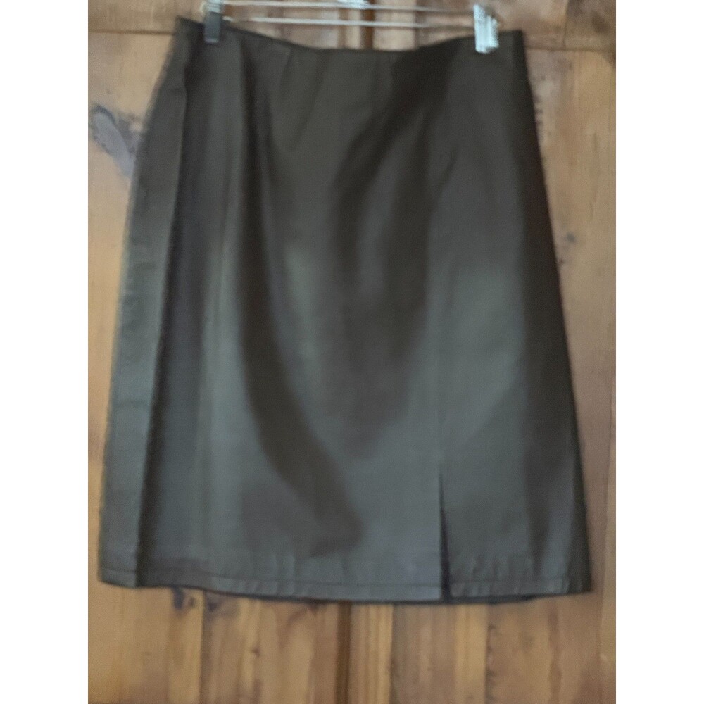 NWOT Marc Alan Brown Leather Side Front Slit Skirt Size 14M